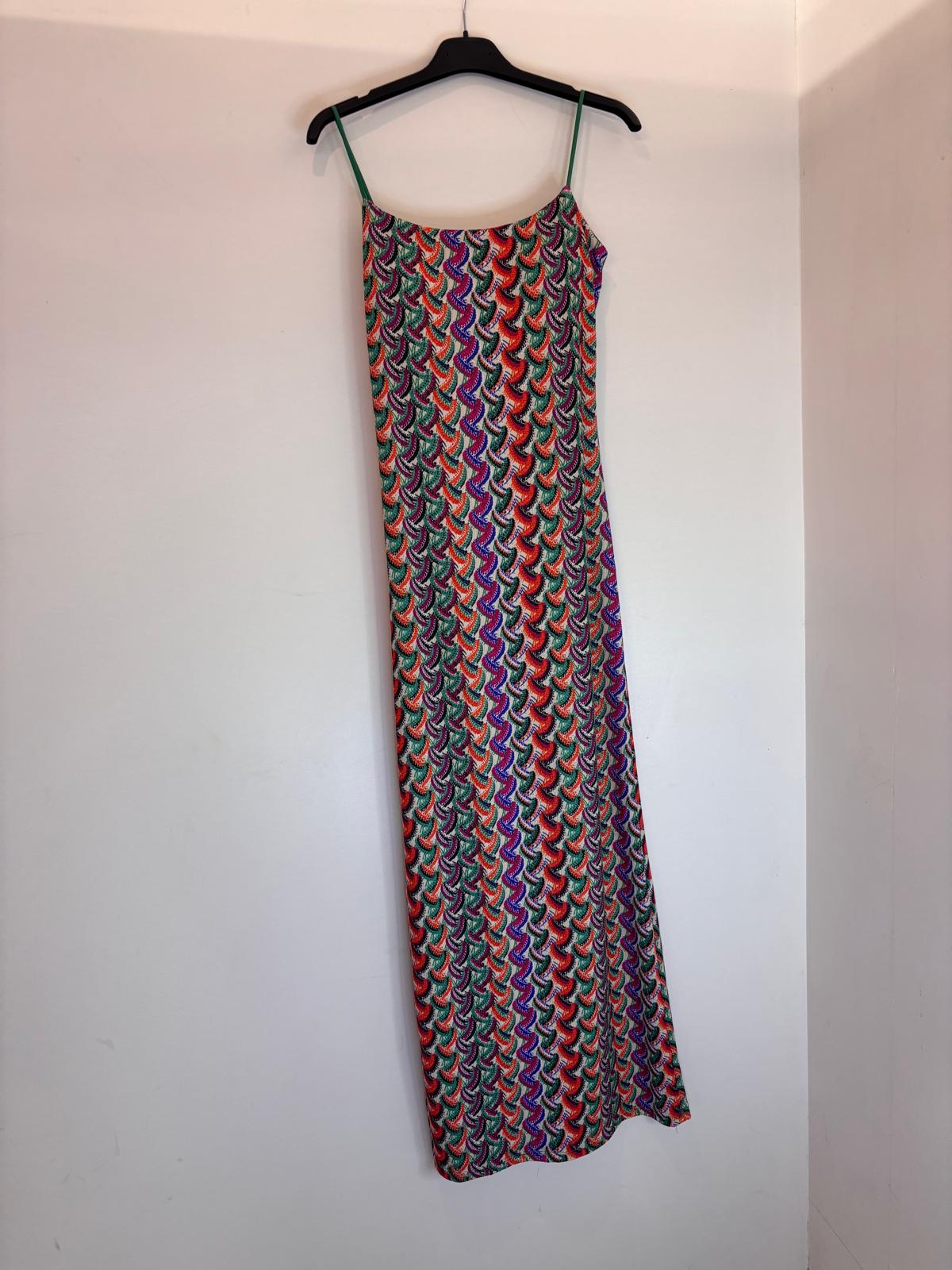 Robe longue motif ondulé multicolore