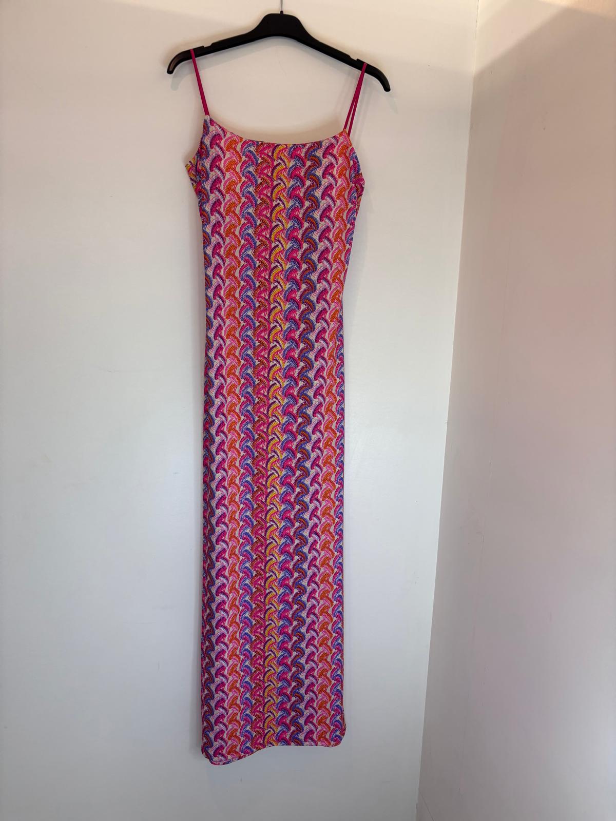 Robe longue motif ondulé multicolore