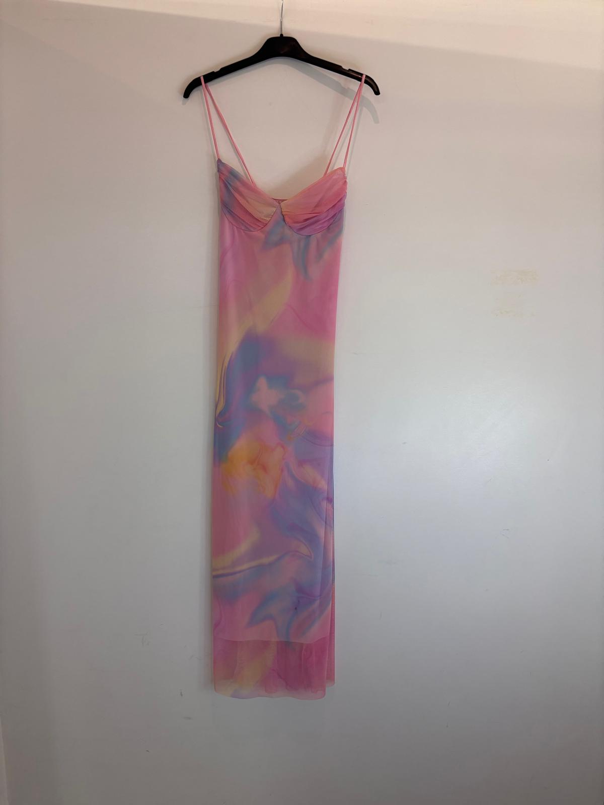 Robe longue fluide bleu ciel effet aquarelle