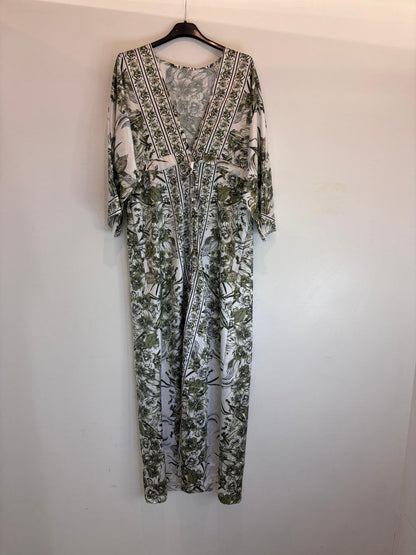 Robe longue à imprimé floral et décolleté cache-cœur