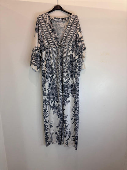 Robe longue à imprimé floral et décolleté cache-cœur