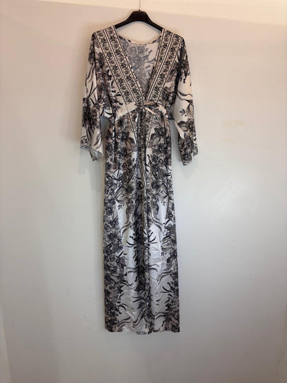 Robe longue à imprimé floral et décolleté cache-cœur