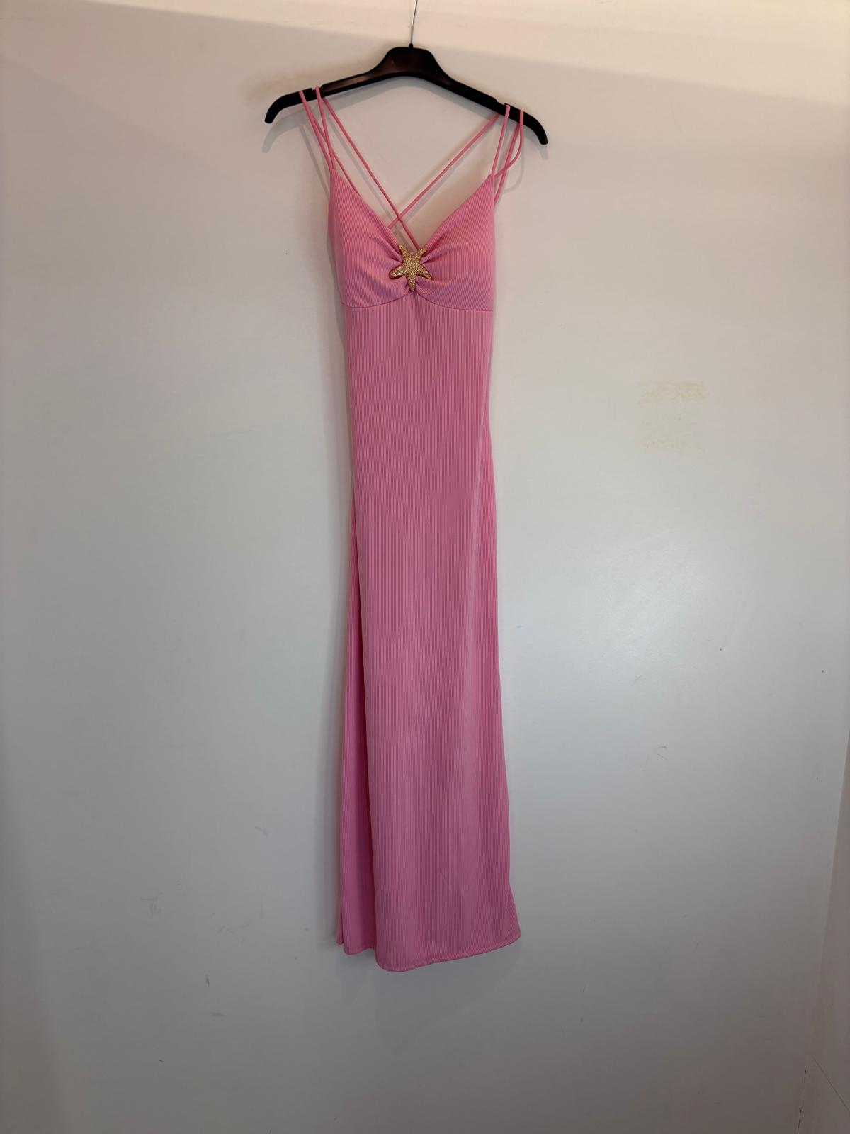 Robe longue à bretelles croisées et détail étoile de mer