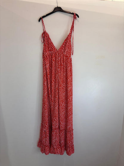 Robe longue à pois blancs