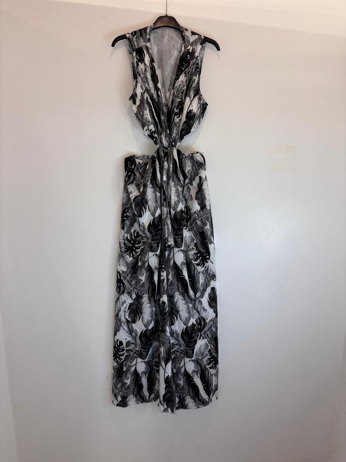 Combinaison longue sans manches imprimé feuillage