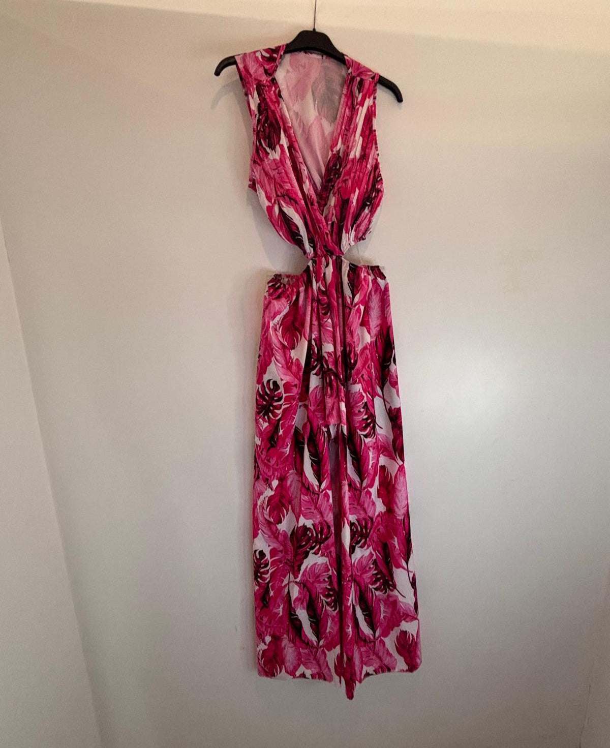 Combinaison longue sans manches imprimé feuillage