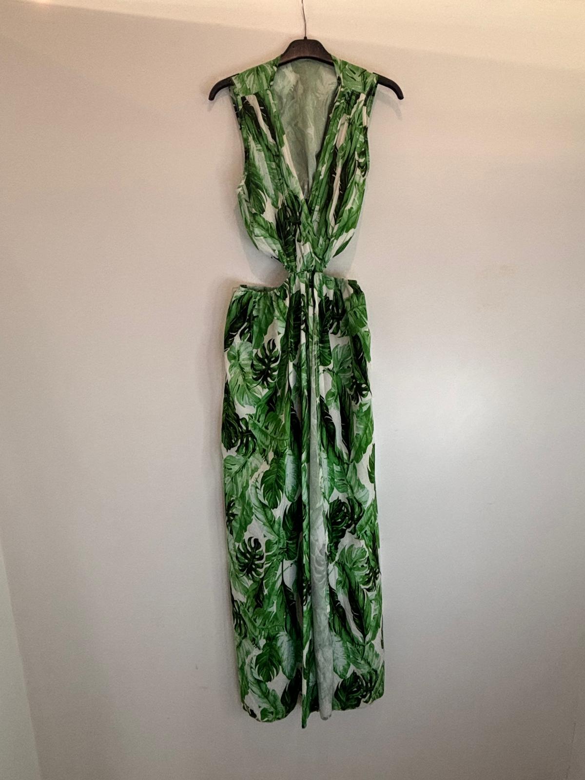 Combinaison longue sans manches imprimé feuillage