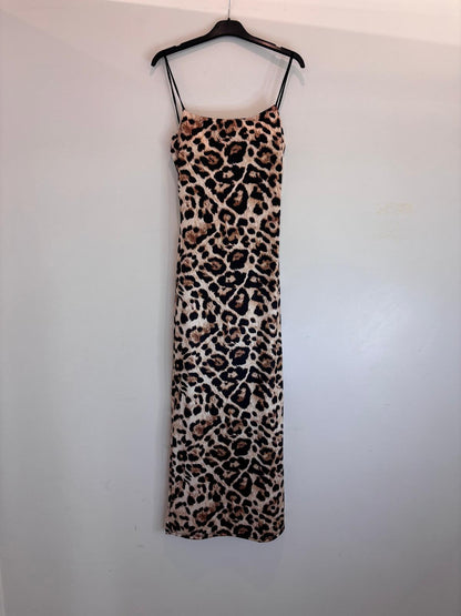 Robe longue moulante à fines bretelles et imprimé