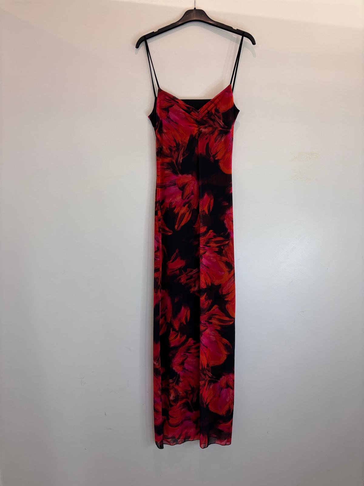 Robe longue fluide à fines bretelles et imprimé