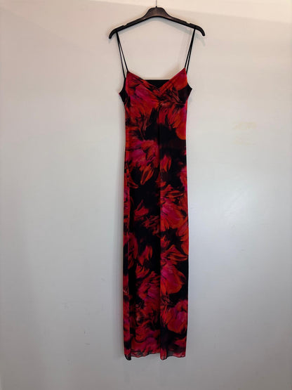 Robe longue fluide à fines bretelles et imprimé