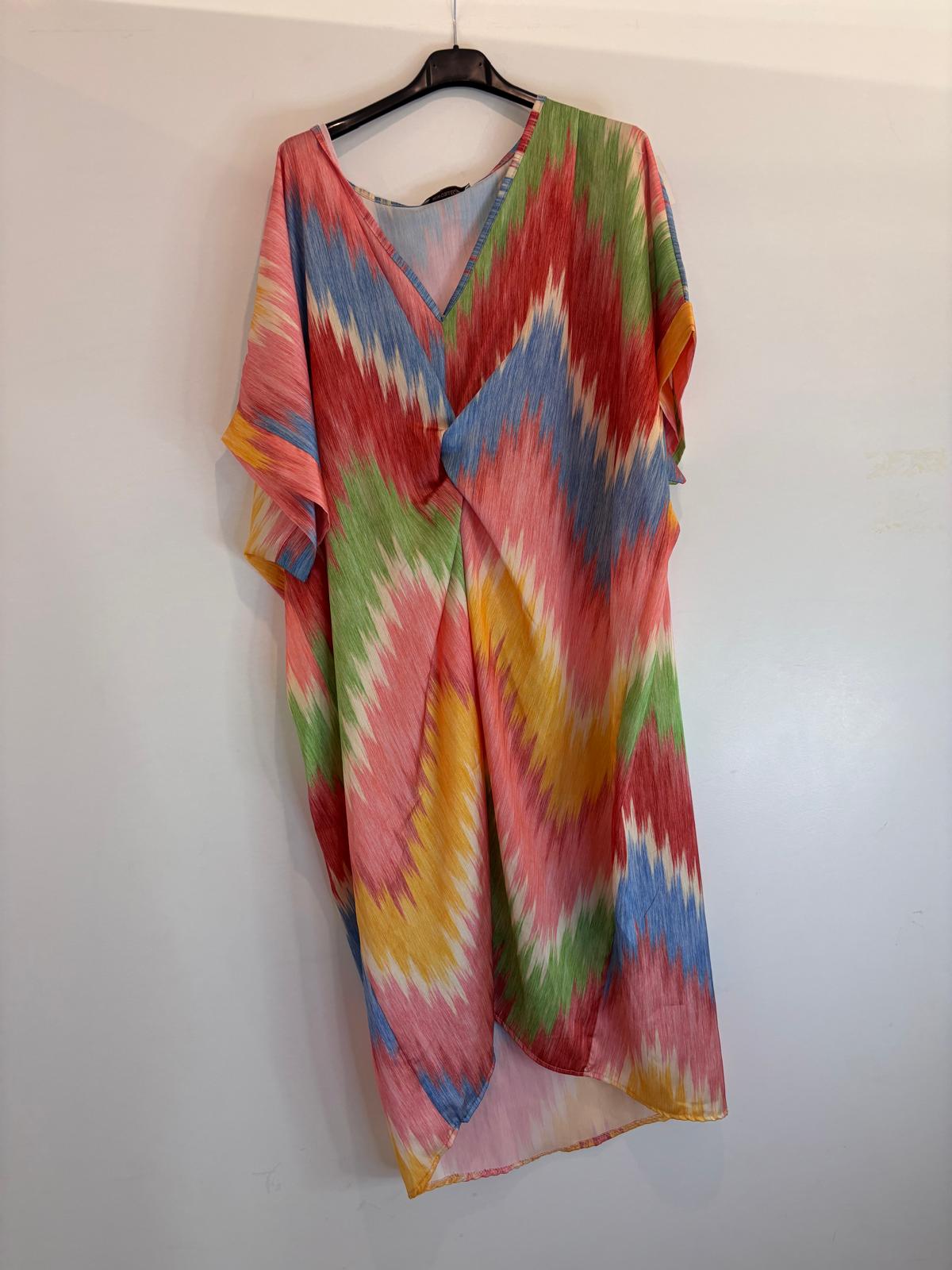 Robe longue fluide multicolore zigzag