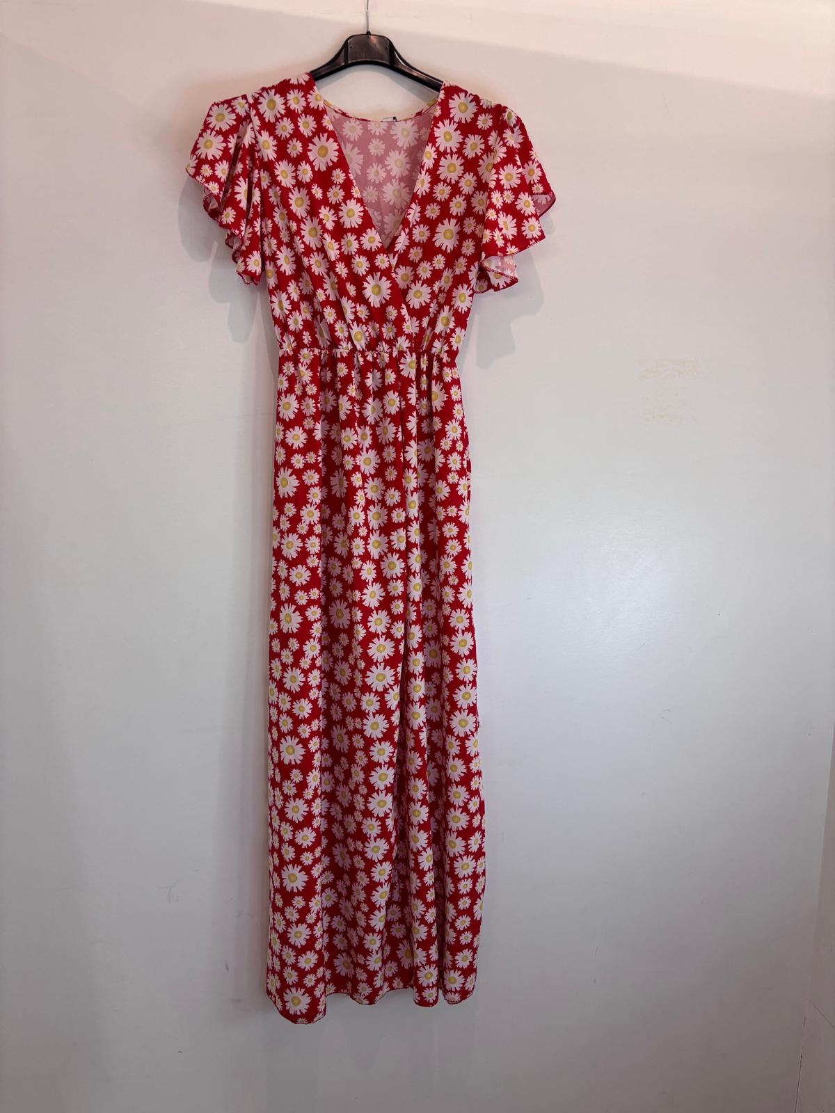 Robe longue à fleurs avec ceinture nouée