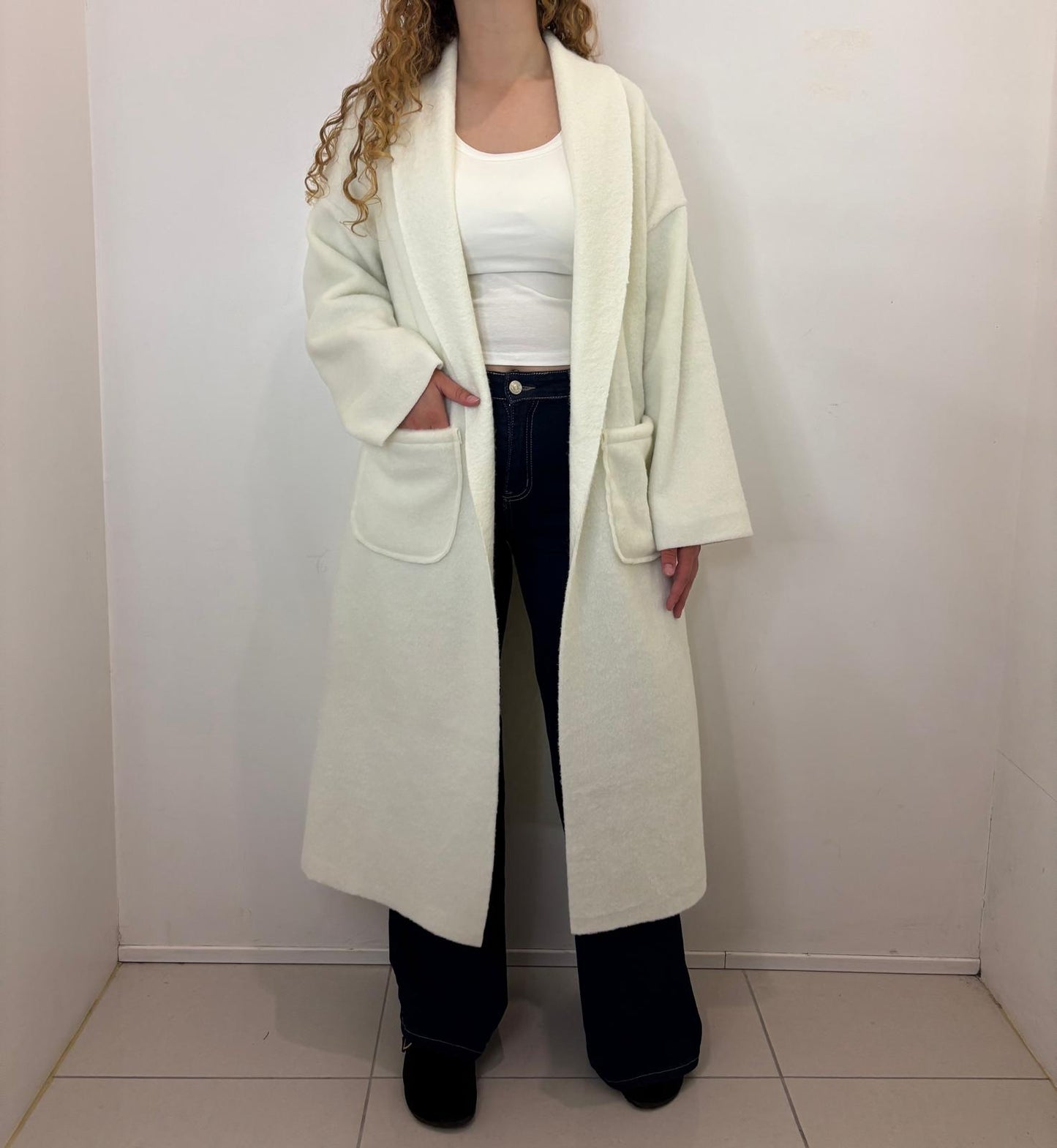 Manteau long avec poches plaquées