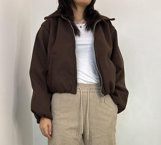 Veste courte zippée à col