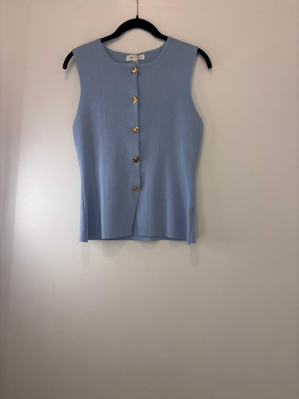 Top sans manches à boutons dorés élégants