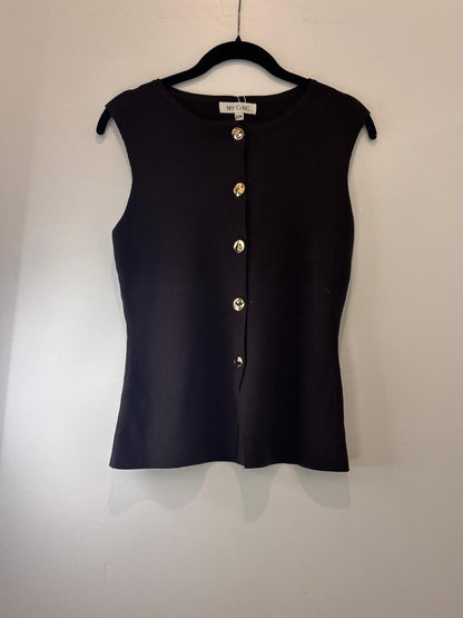 Top sans manches à boutons dorés élégants