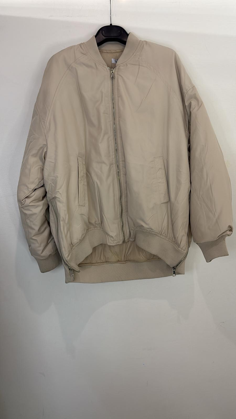 Blouson bomber à fermeture zippée argentée