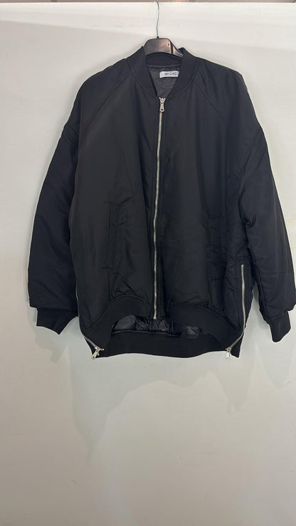 Blouson bomber à fermeture zippée argentée