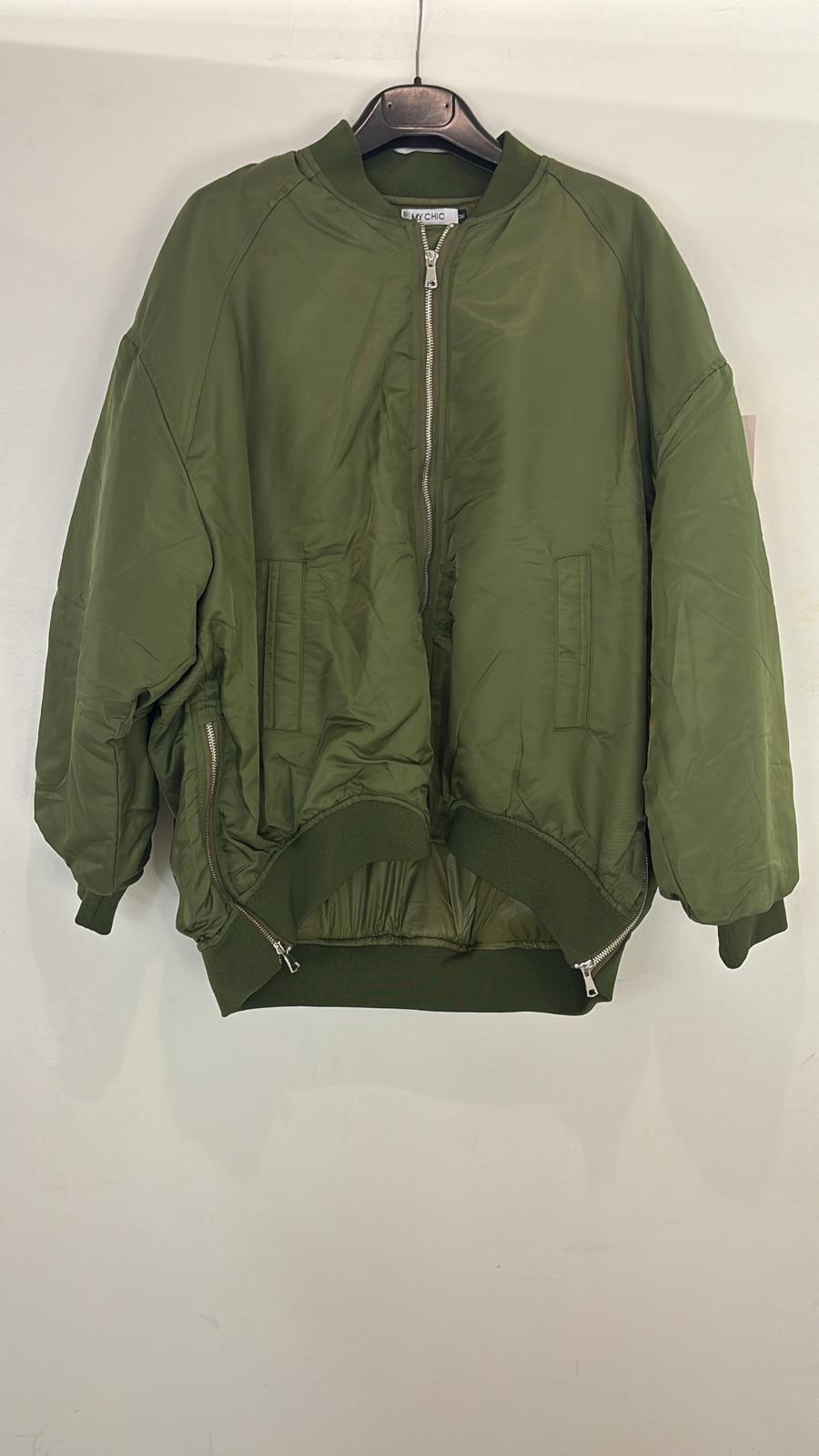 Blouson bomber à fermeture zippée argentée