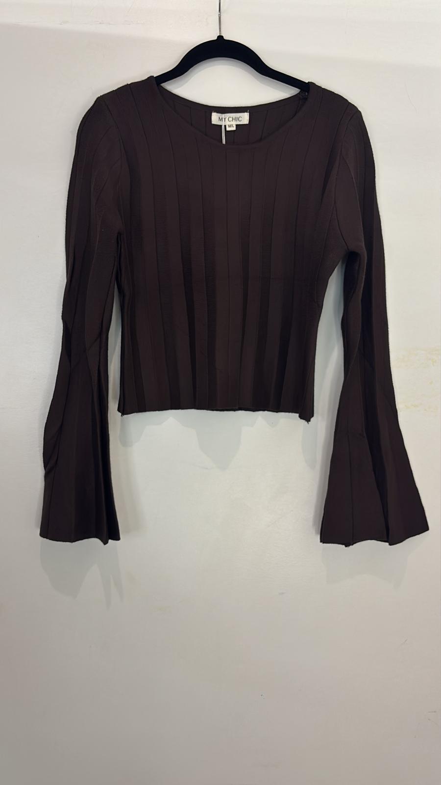 Haut côtelé à manches évasées