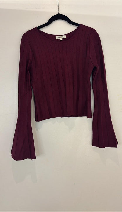 Haut côtelé à manches évasées