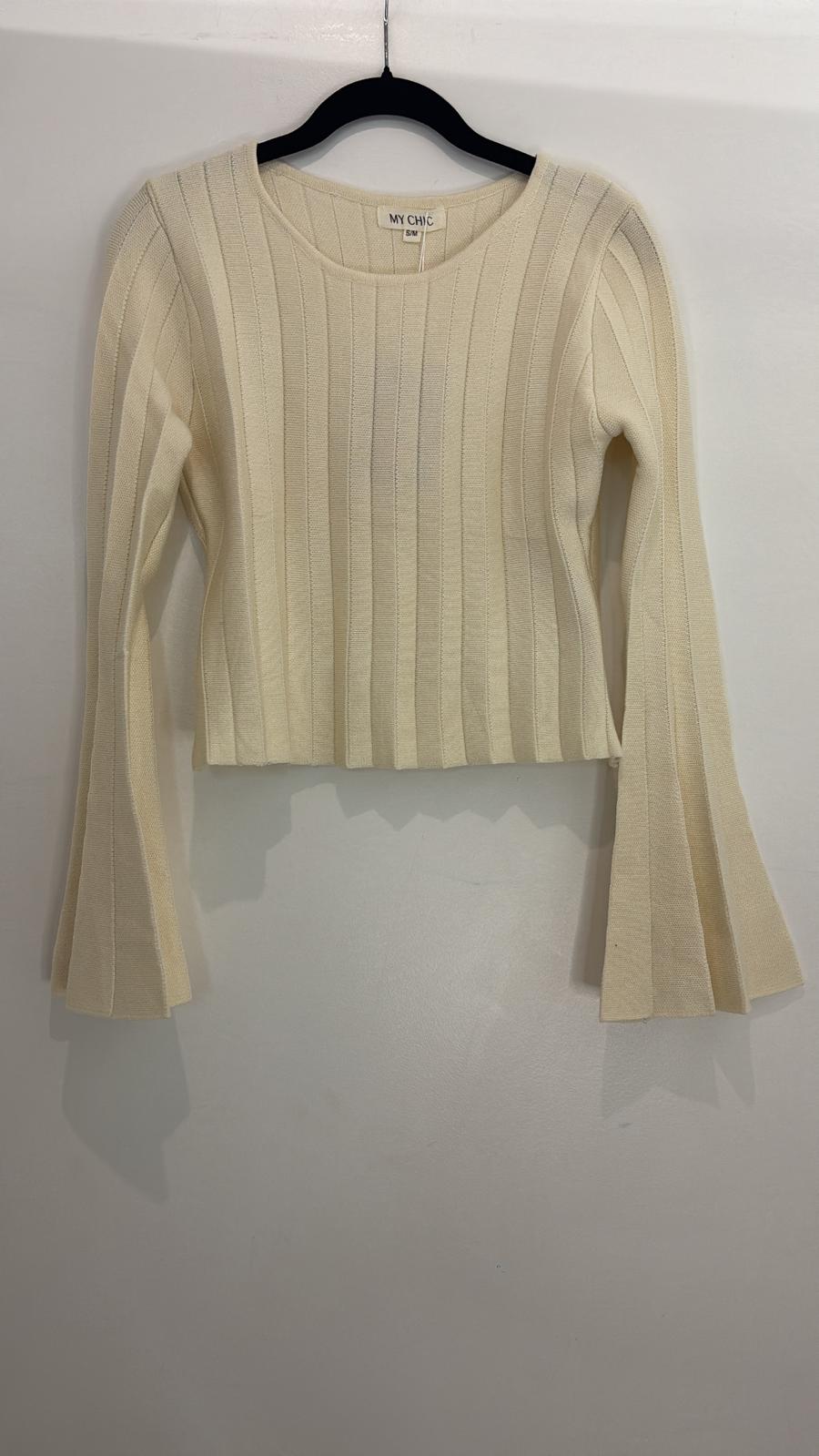 Haut côtelé à manches évasées