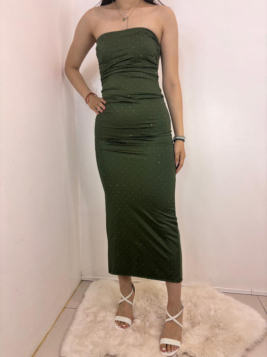 Robe bandeau à strass discrets