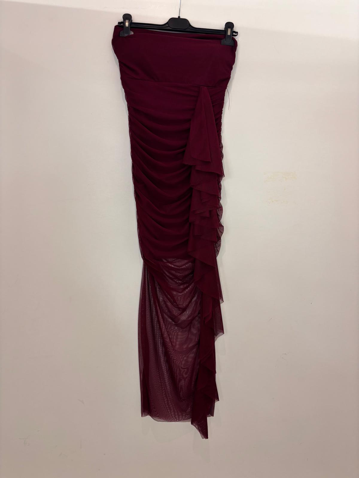 Robe bustier à volants et fente transparente