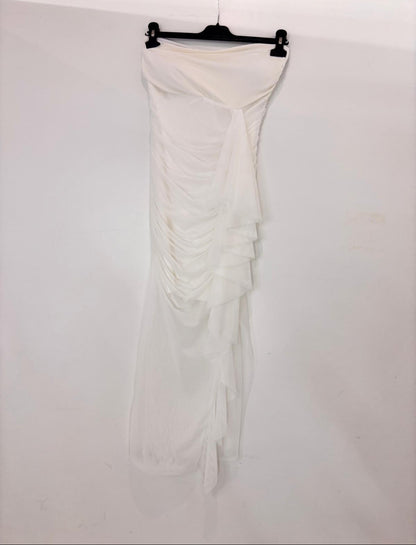 Robe bustier à volants et fente transparente