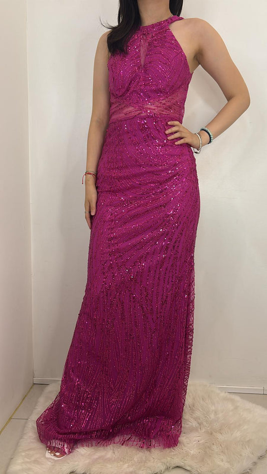 Robe longue à sequins et dos ouvert