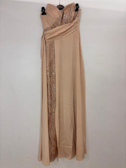 Robe bustier fendue avec sequins et laçage au dos