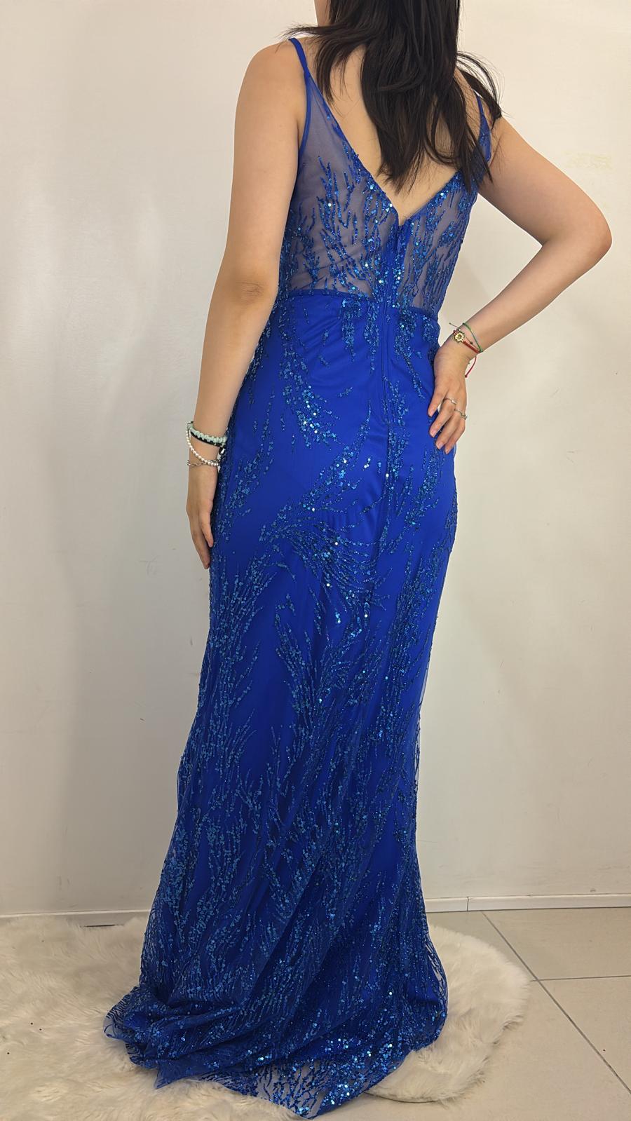 Robe sirène à sequins et transparence