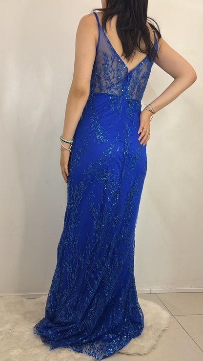 Robe sirène à sequins et transparence