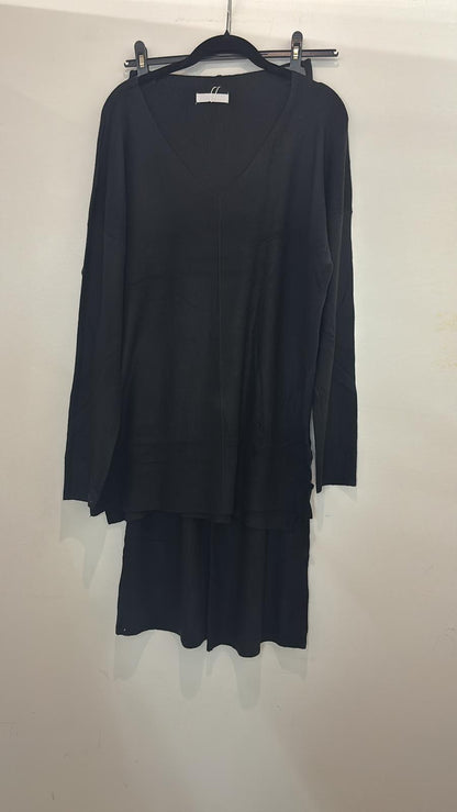 Ensemble – pull oversize à col V et pantalon fluide