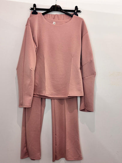 Ensemble uni – haut à manches longues et pantalon droit