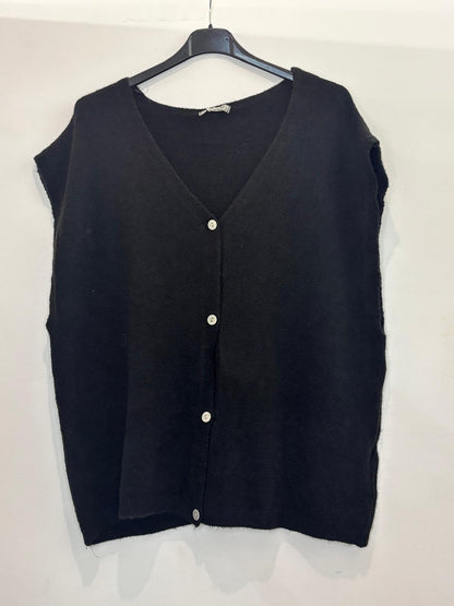 Top en maille à boutons – coupe ample et col V