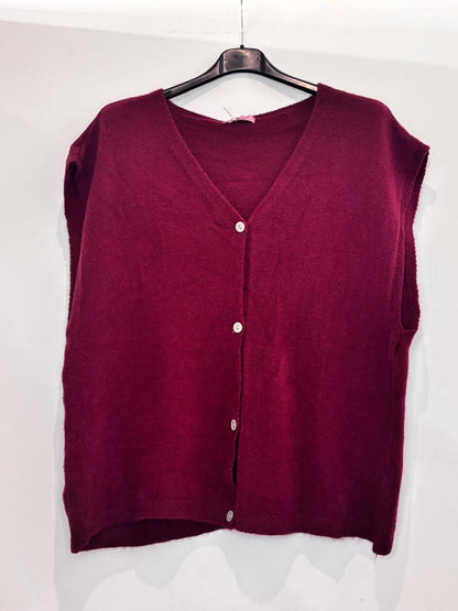 Top en maille à boutons – coupe ample et col V