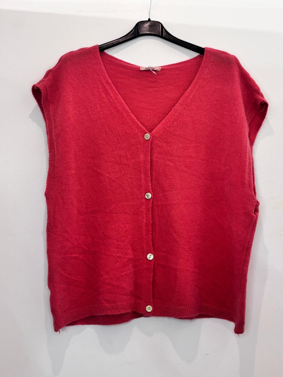 Top en maille à boutons – coupe ample et col V