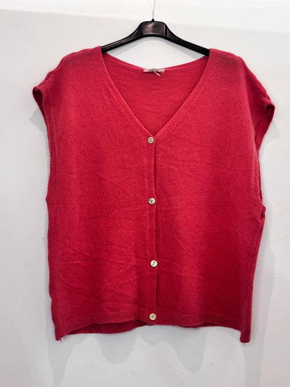 Top en maille à boutons – coupe ample et col V