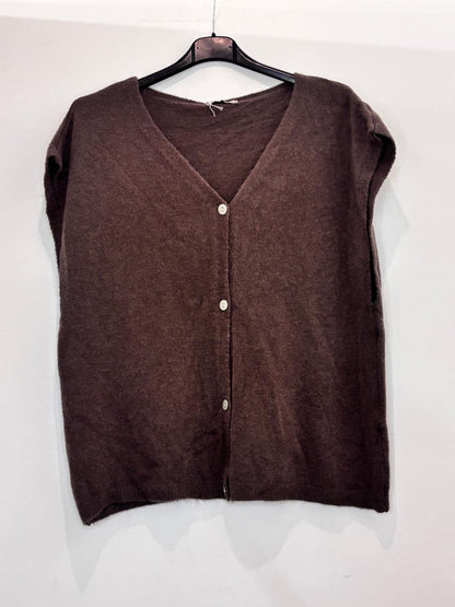 Top en maille à boutons – coupe ample et col V