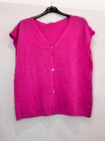 Top en maille à boutons – coupe ample et col V