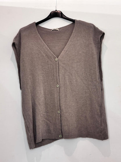 Top en maille à boutons – coupe ample et col V