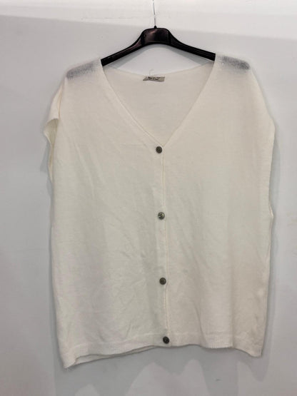 Top en maille à boutons – coupe ample et col V