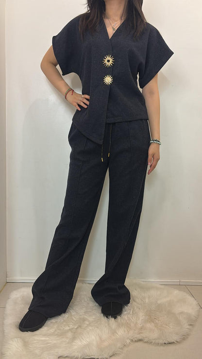 Ensemble à boutons dorés effet soleil