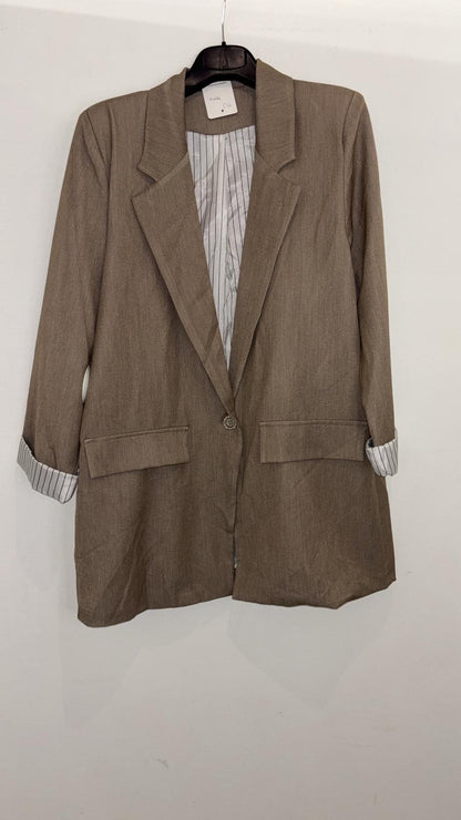 Veste blazer oversize à coupe droite et poches à rabat