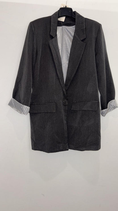 Veste blazer oversize à coupe droite et poches à rabat