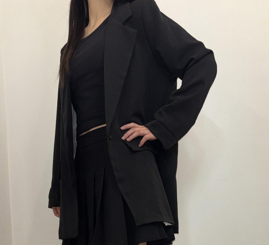 Veste blazer oversize à coupe droite et poches à rabat