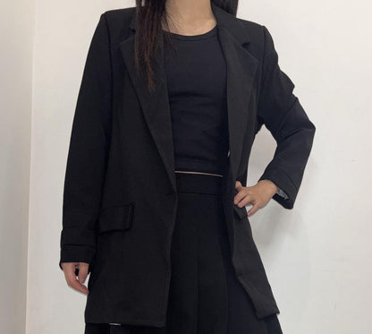 Veste blazer oversize à coupe droite et poches à rabat