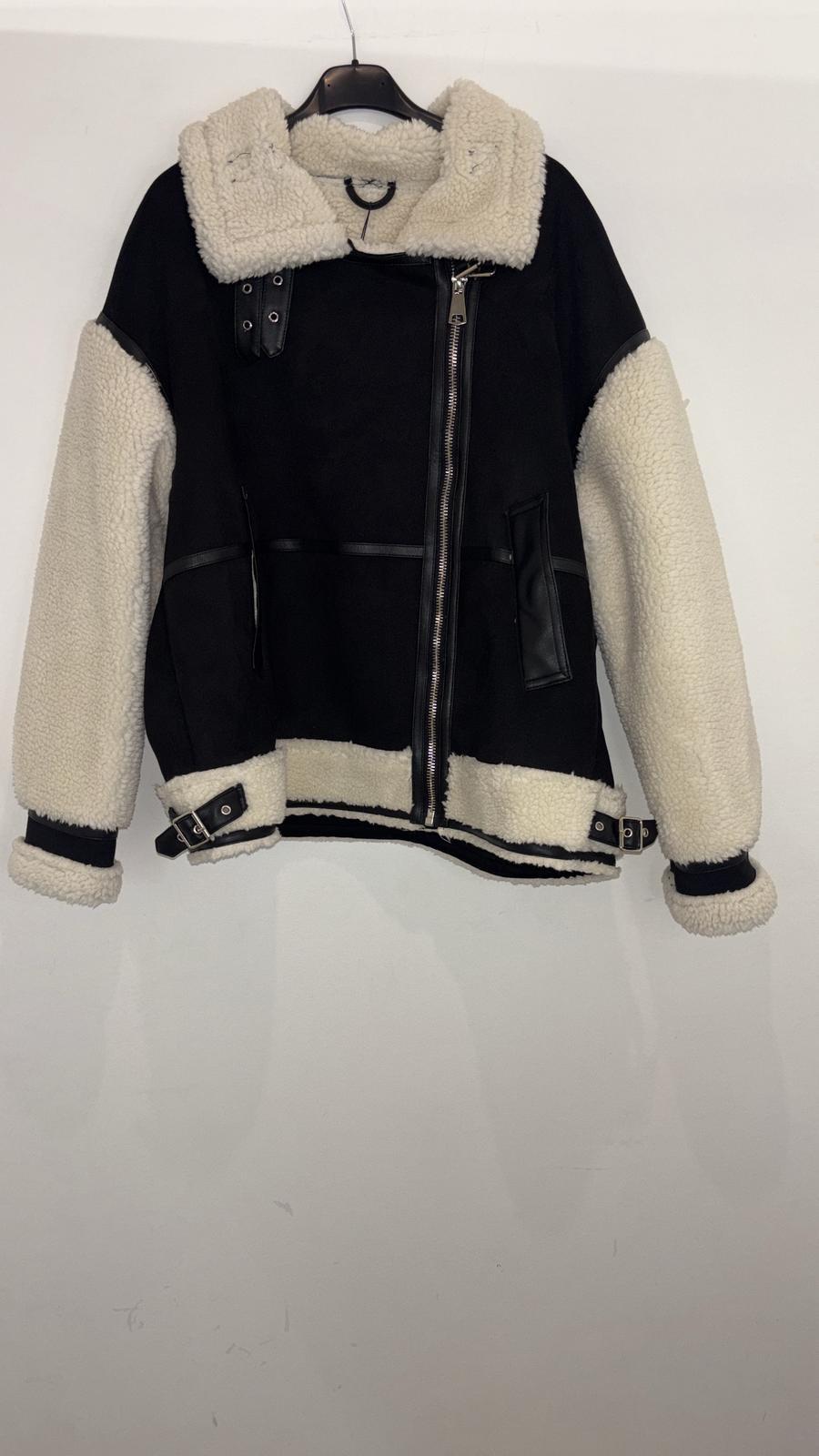 Veste aviateur doublée en moumoute blanche