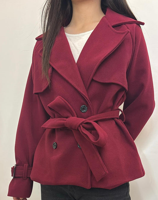 Trench court à ceinture nouée